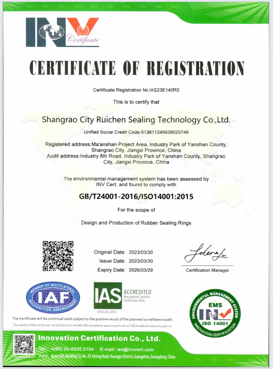 Chiny Dongguan Ruichen Sealing Co., Ltd. Certyfikaty